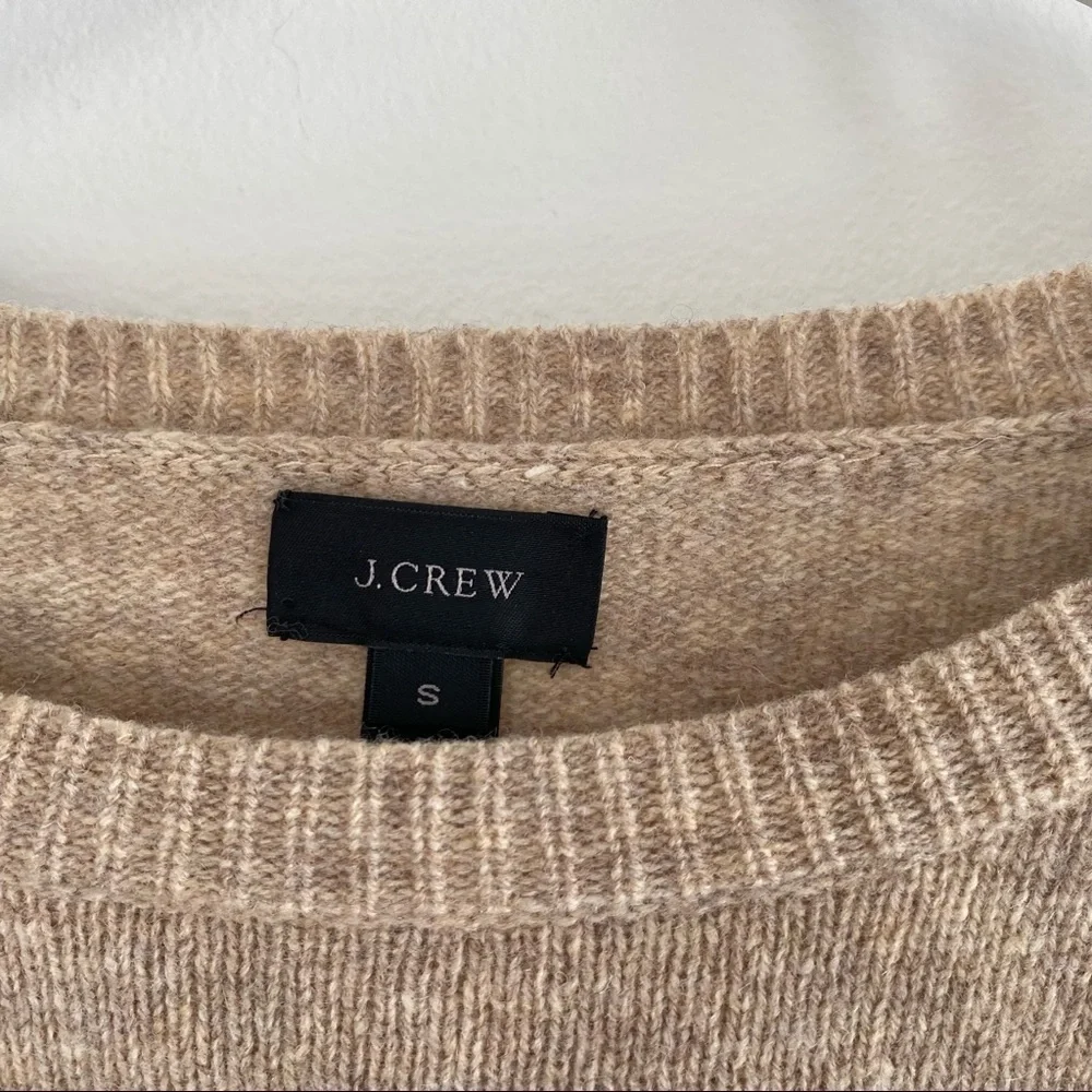 J. Crew Tan/ Beige 100% Lambswool Sweater Crew Neck